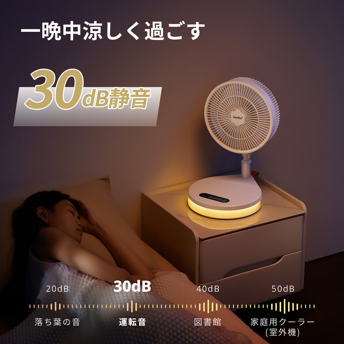 COMFEE' 扇風機 DCモーター 折り畳み CFT-09PKR0C1