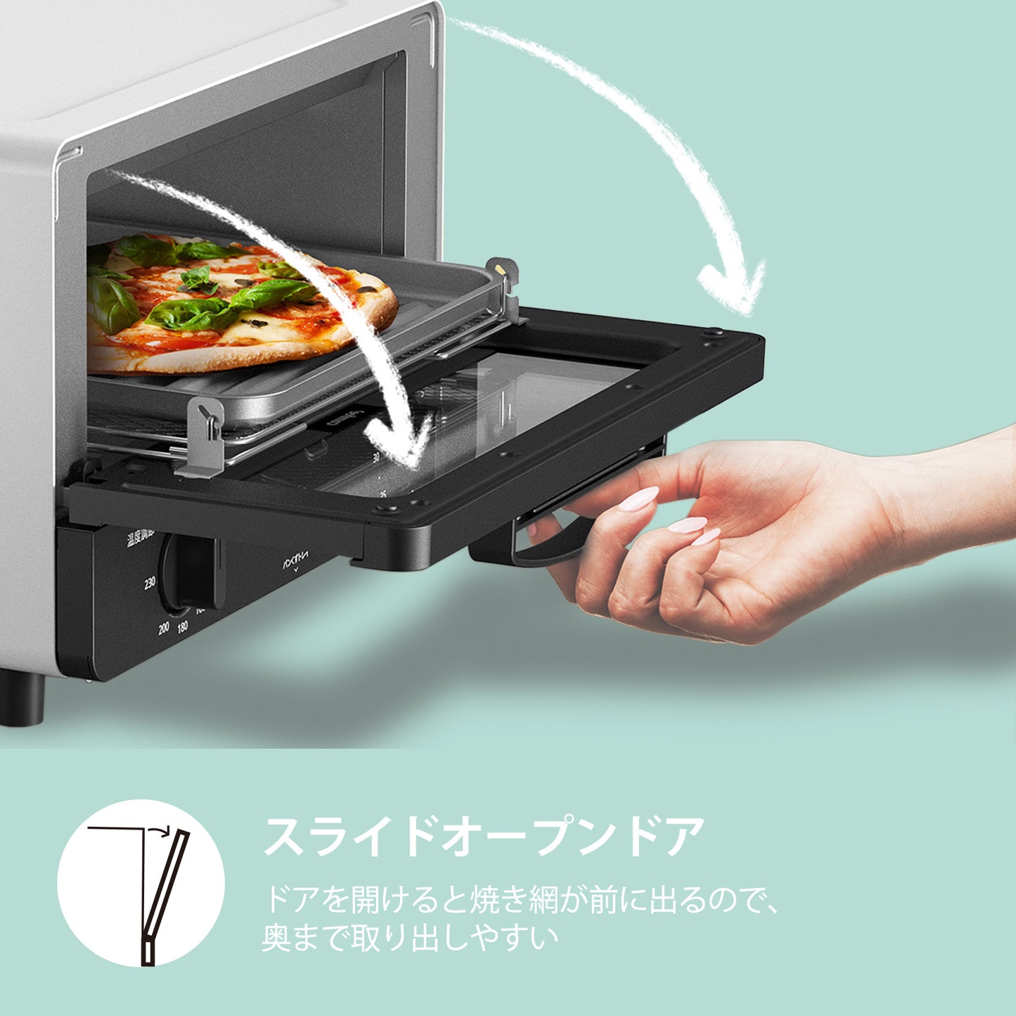 COMFEE' オーブントースター 4枚焼き ホワイト+ブラック 14L CF-DC149-WB
