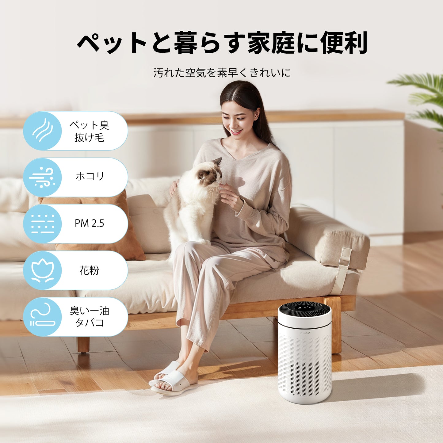 COMFEE' 空気清浄機 ホワイト CAP-20PWG0B1