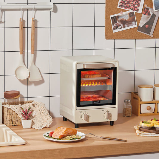 COMFEE' オーブントースター 縦型 8L 2枚焼きアイボリー CF-MF082-AY