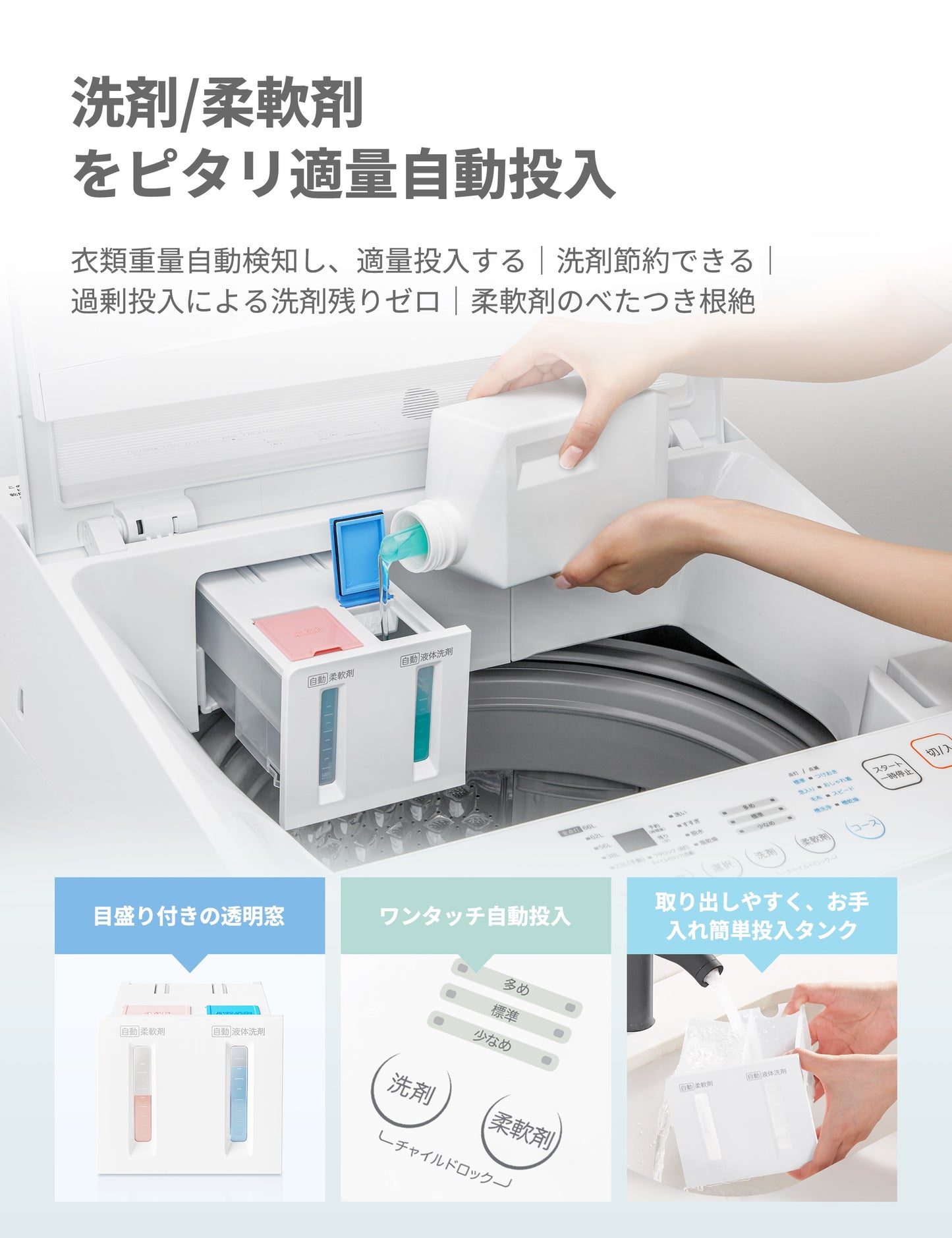 COMFEE’洗濯機 8kg 洗剤自動投入 風乾燥 白 CA-80A1(W)