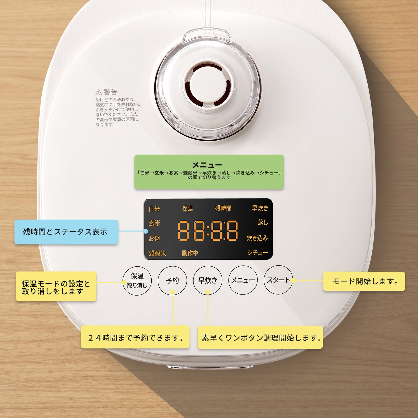 COMFEE' 炊飯器 4合炊き マイコン CRD-20PYT1B1