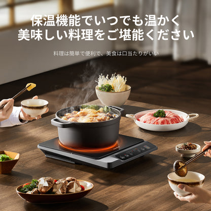 COMFEE' クッキングヒーター IH式 1400W  ブラック CIC-14GKBPB1