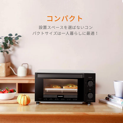 COMFEE' オーブントースター 4枚焼き 12L　ブラック+ホワイト CF-AC121
