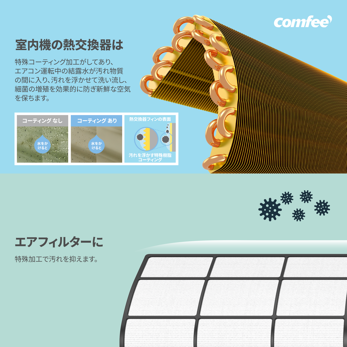 COMFEE' エアコン  6畳　CYA-221B(W)/COYA-221B