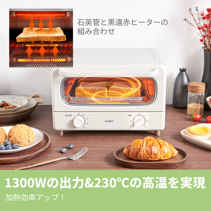 COMFEE' オーブントースター 4枚焼き アイボリー　CF-MC142-AY