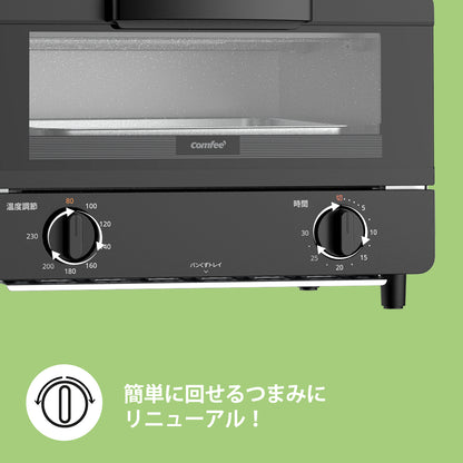 COMFEE' オーブントースター 4枚焼き ホワイト+ブラック 14L　CF-DC149-WB