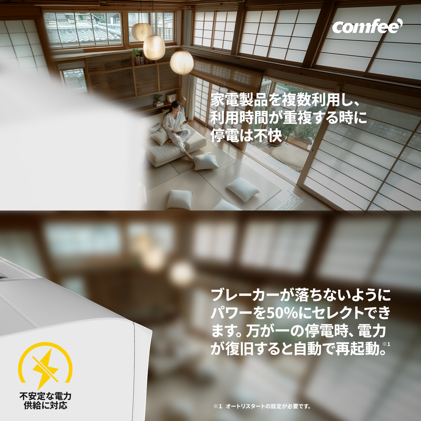 COMFEE' エアコン  6畳　CYA-221B(W)/COYA-221B