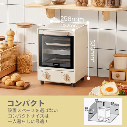 COMFEE' オーブントースター 縦型 8L 2枚焼きアイボリー　CF-MF082-AY